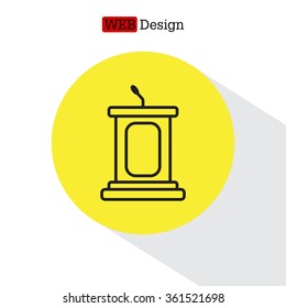outline podium icon isolated. concept of voting, announcement, leadership, interview, journalism, politics, president, narrator. flat style modern design vector illustration