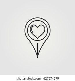 Outline pointer heart  icon illustration vector symbol