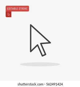 Outline Pointer Icon isolated on grey background. Line Cursor symbol for web site design, logo, app, UI. Editable stroke. Vector illustration. EPS10