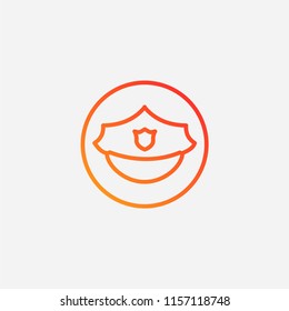 Outline police hat icon,gradient illustration,vector cop sign symbol