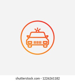 Outline police icon,gradient illustration,vector car sign symbol