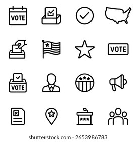 Conjunto de Coleção de Ícones de Votação do Dia da Eleição Política