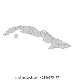 Outline political map of the Cuba. High detailed vector illustration.
