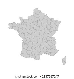 Outline political map of the France. High detailed vector illustration.