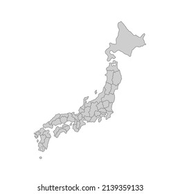 Outline political map of the Japan. High detailed vector illustration.