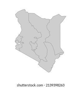 Outline political map of the Kenya. High detailed vector illustration.