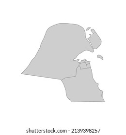 Esbozo del mapa político de Kuwait. Ilustración vectorial muy detallada.