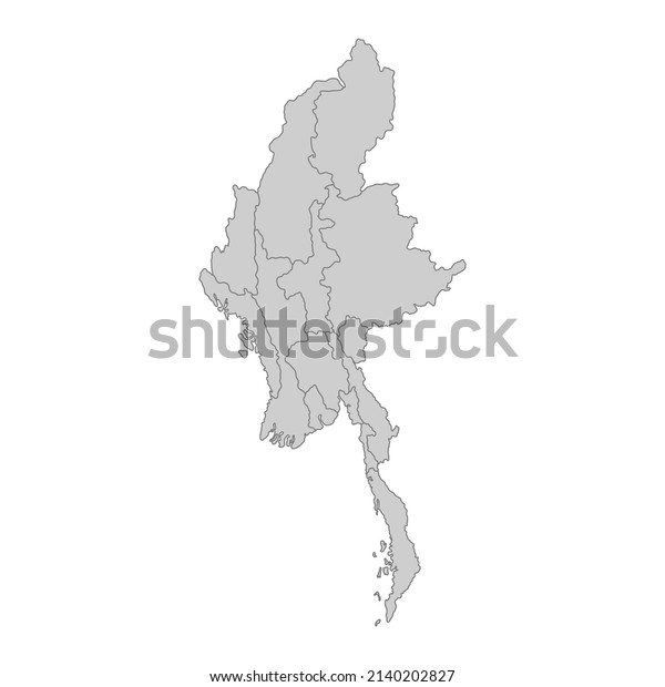 Outline Political Map Myanmar High Detailed Vector C S N Mi N Ph   Outline Political Map Myanmar High 600w 2140202827 