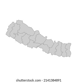 Outline political map of the Nepal. High detailed vector illustration.