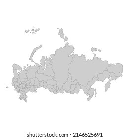 Outline political map of the Russian Federation. High detailed vector illustration.