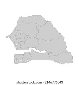 Outline political map of the Senegal. High detailed vector illustration.