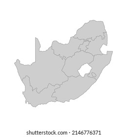 Outline political map of the South Afrika. High detailed vector illustration.