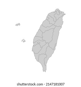 Outline political map of the Taiwan. High detailed vector illustration.