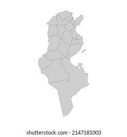 Outline political map of the Tunisia. High detailed vector illustration.