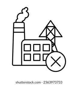 outline pollution power plant icon on white background, icon design for apps, presentation, banner, sign, symbol, logo. Artificial intelligence icon concept. vector illustration.