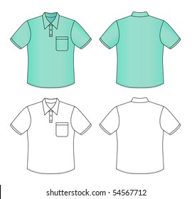 Outline polo shirt vector illustration isolated on white