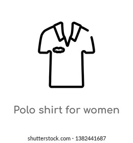 outline polo shirt for women vector icon. isolated black simple line element illustration from fashion concept. editable vector stroke polo shirt for women icon on white background