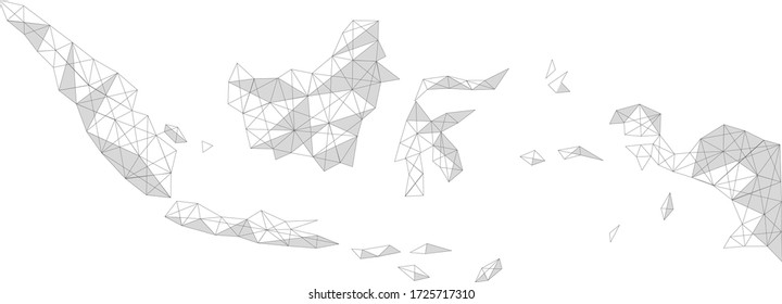 An outline of the polygon wired version of the map of Indonesia. A futuristic look to accompany a futuristic topic concerning Indonesia.