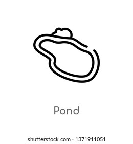 outline pond vector icon. isolated black simple line element illustration from animals concept. editable vector stroke pond icon on white background
