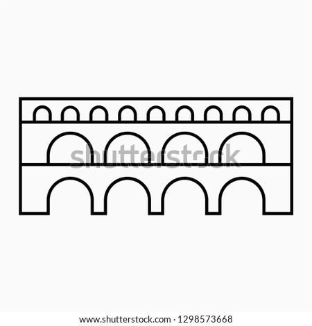 Outline Pont du Gard vector icon
