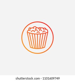 Outline popcorn icon,gradient illustration,vector cinema sign symbol
