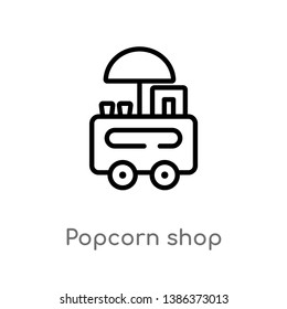 outline popcorn shop vector icon. isolated black simple line element illustration from food concept. editable vector stroke popcorn shop icon on white background