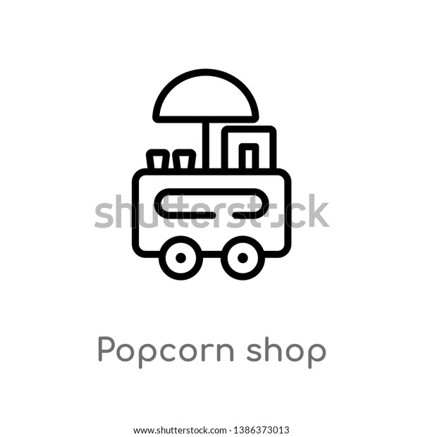 outline popcorn shop vector\
icon. isolated black simple line element illustration from food\
concept. editable vector stroke popcorn shop icon on white\
background