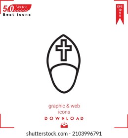 Outline pope Icon. pope icon vector isolated on white background. Graphic design, material-design, Best sellers 2022 icons, mobile application, UI UX design, EPS 10 format vector