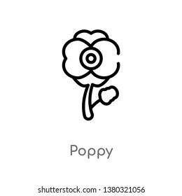 outline poppy vector icon. isolated black simple line element illustration from desert concept. editable vector stroke poppy icon on white background
