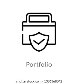 outline portfolio vector icon. isolated black simple line element illustration from gdpr concept. editable vector stroke portfolio icon on white background
