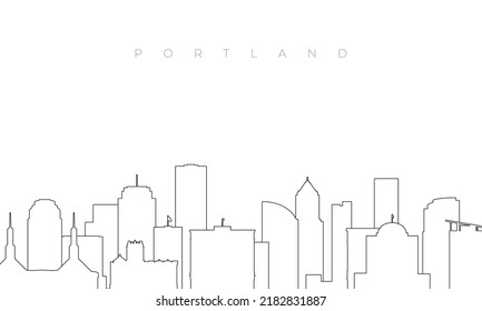 Outline Portland skyline. Trendy template with Portland city buildings and landmarks in line style. Stock vector design. 