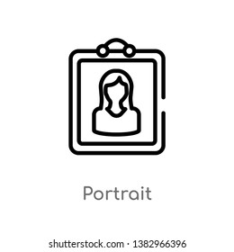 outline portrait vector icon. isolated black simple line element illustration from electronic stuff fill concept. editable vector stroke portrait icon on white background
