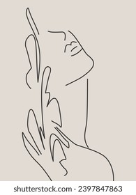 Outline portrait of woman in contemporary abstract style.