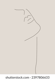  Outline portrait of woman in contemporary minimalist style.