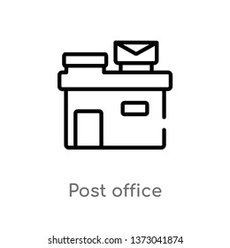 outline post office vector icon. isolated black simple line element illustration from buildings concept. editable vector stroke post office icon on white background