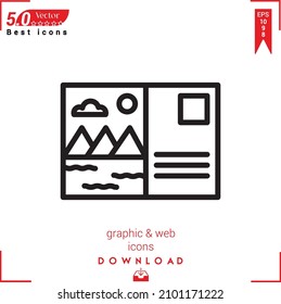 Outline postcard Icon. postcard icon vector isolated on white background. Graphic design, material-design, Best sellers 2022 icons, mobile application, UI UX design, EPS 10 format vector
