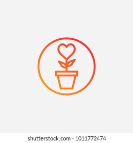 Outline pot in heart valentines da icon.gradient illustration isolated vector sign symbol