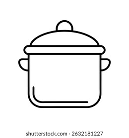 Outline Pot Icon – Minimalist Kitchen Utensil Symbol on Clean White Background