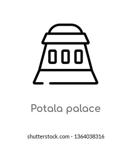 outline potala palace vector icon. isolated black simple line element illustration from monuments concept. editable vector stroke potala palace icon on white background