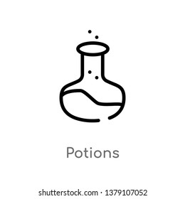 outline potions vector icon. isolated black simple line element illustration from gaming concept. editable vector stroke potions icon on white background