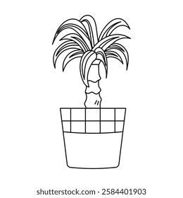 Outline potted palm tree. The symbol and icon of a houseplant.