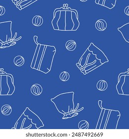 Outline Pouch Bag Marble Vector Seamless Pattern illustration for Print, Wallpaper, Decoration.