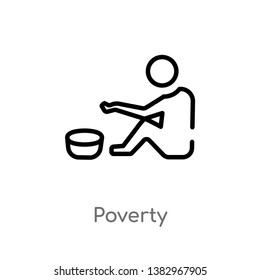 outline poverty vector icon. isolated black simple line element illustration from general concept. editable vector stroke poverty icon on white background