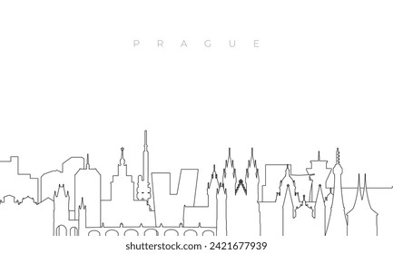 Outline Prague skyline. Trendy template with Prague buildings and landmarks in line style. Stock vector design. 