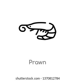 outline prawn vector icon. isolated black simple line element illustration from animals concept. editable vector stroke prawn icon on white background
