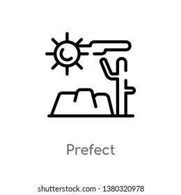 outline prefect vector icon. isolated black simple line element illustration from desert concept. editable vector stroke prefect icon on white background
