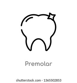 outline premolar vector icon. isolated black simple line element illustration from medical concept. editable vector stroke premolar icon on white background
