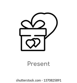 outline present vector icon. isolated black simple line element illustration from love & wedding concept. editable vector stroke present icon on white background