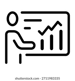Contornar o ícone da apresentação para apresentação de slides, apresentação de argumentos e relatório de negócios.
