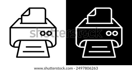 Outline print icon, with editable stroke. Linear diskette sign, memory pictogram. Online print data, memory device. Vector icon, sign, symbol for UI and Animation